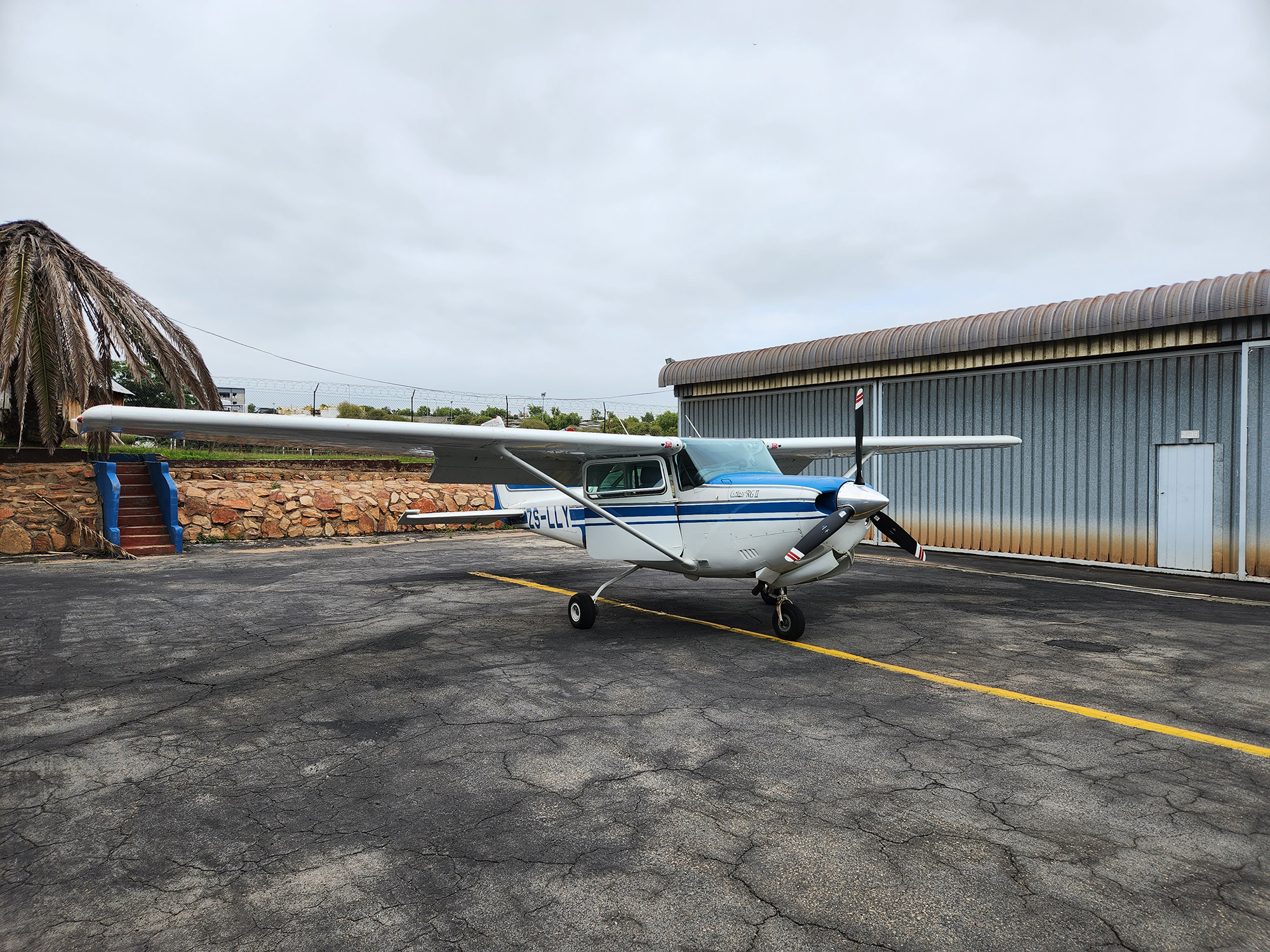 ZS-LLY outside her hangar at Lanseria International Airport